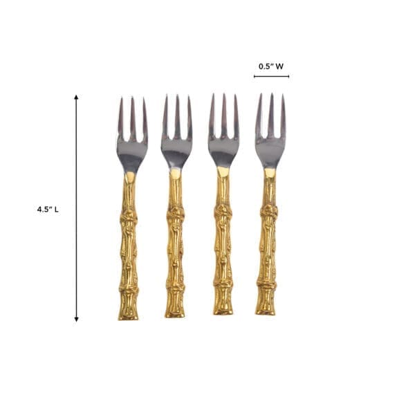 FIJI Gold Bamboo Appetizer Fork Set of 4 - Image 2