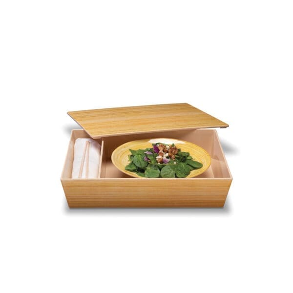 Georgetown  Bamboo Melamine Full Size Bento Box w/lid and Side Compartment - Image 2
