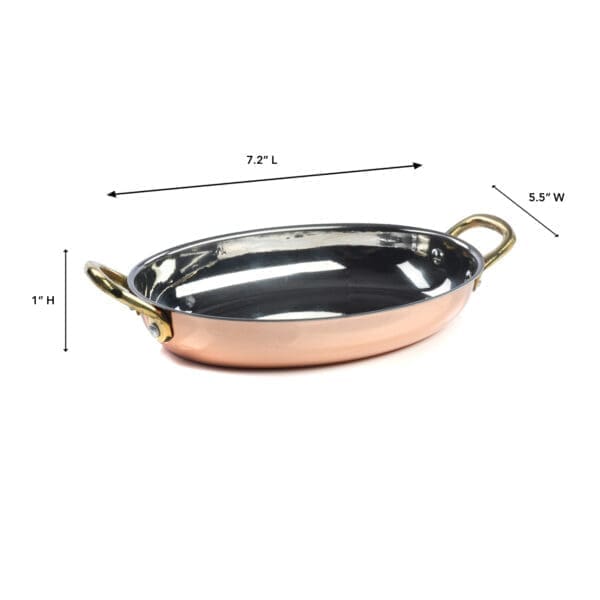 Lyon Mini Oval Stainless Steel & Copper Casserole Bowl - Image 2