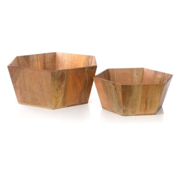 Napa Wood Hexagon Bowls Set of 2