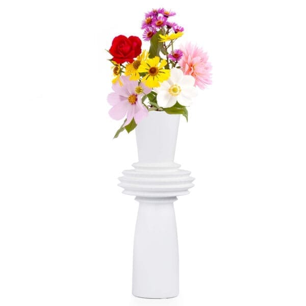 Nori White Ceramic Large Vase - Image 4