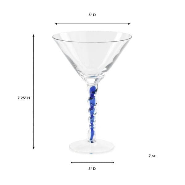 Venetian Blue 7oz Martini Glass - Image 2