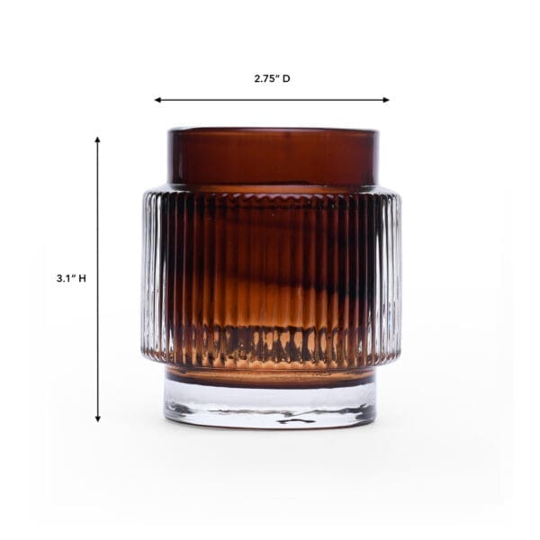 Monda Ribbed Round Glass Amber Votive - Image 2