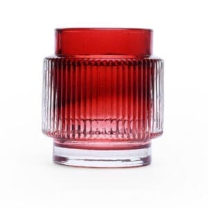 Monda Ribbed Round Glass Red Votive