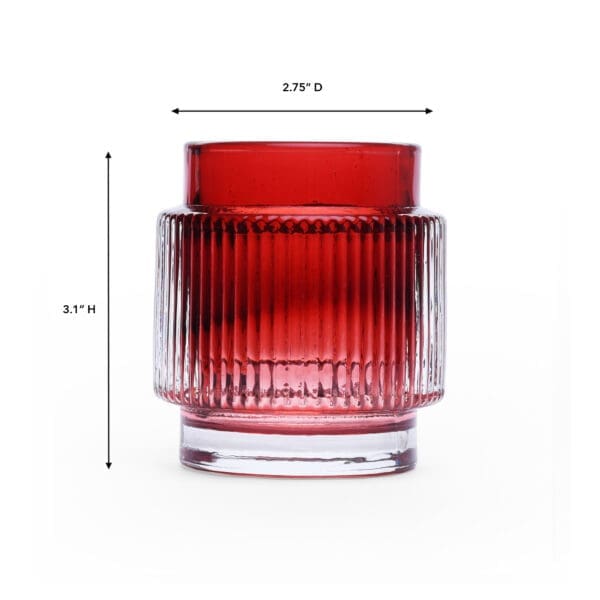 Monda Ribbed Round Glass Red Votive - Image 2