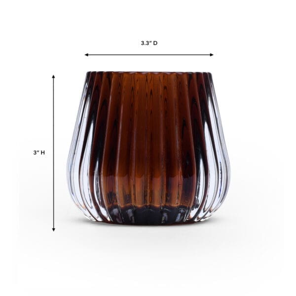 Vincenza Ribbed Round Glass Amber Votive - Image 2