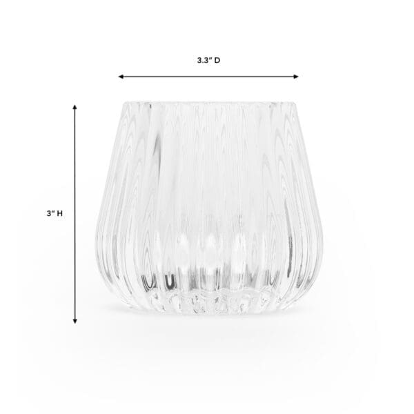 Vincenza Ribbed Round Glass Clear Votive - Image 2