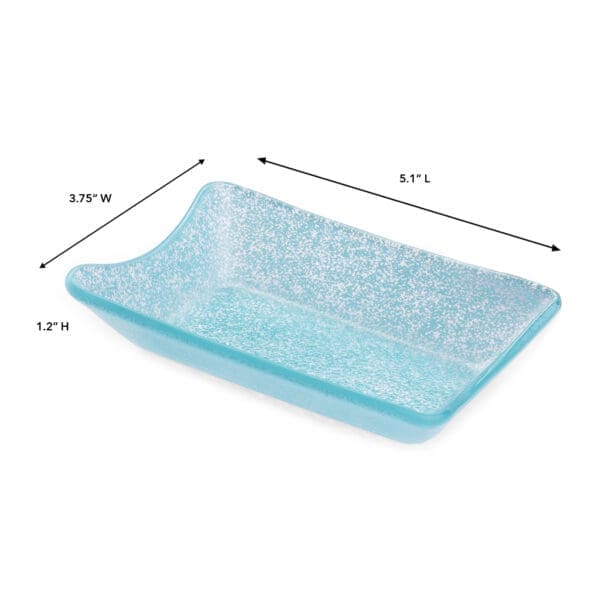 Splendido Small 4.6 OZ Rectangular Aqua Glass Bowl - Image 2