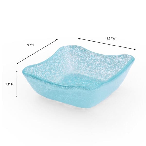 Splendido Small 4 OZ Square Aqua Glass Bowl - Image 2