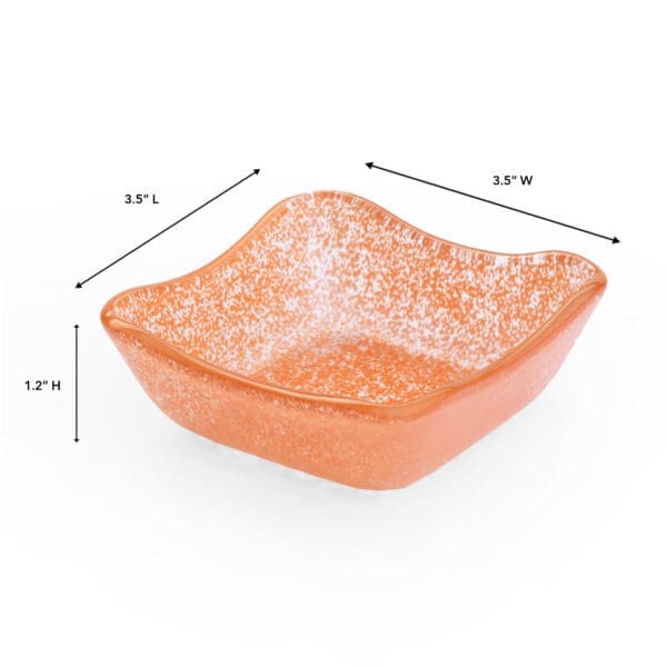Splendido Small 4 OZ Square Orange Glass Bowl - Image 2